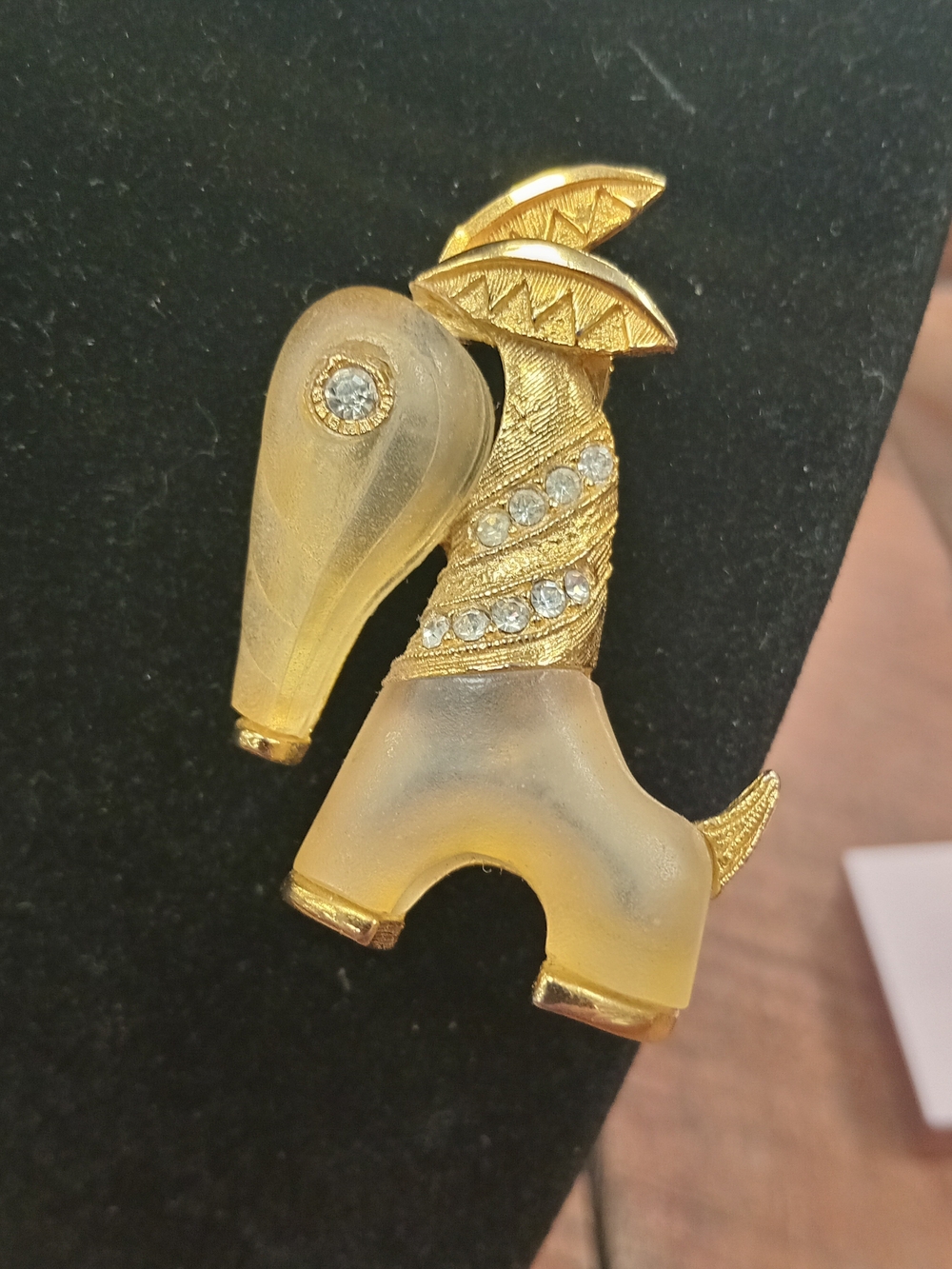 Vintage Hattie Carnegie "Anteater" Lucite And Rhinestone Brooch
